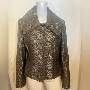 H&M Metallic Lace Blazer in Gold and Black